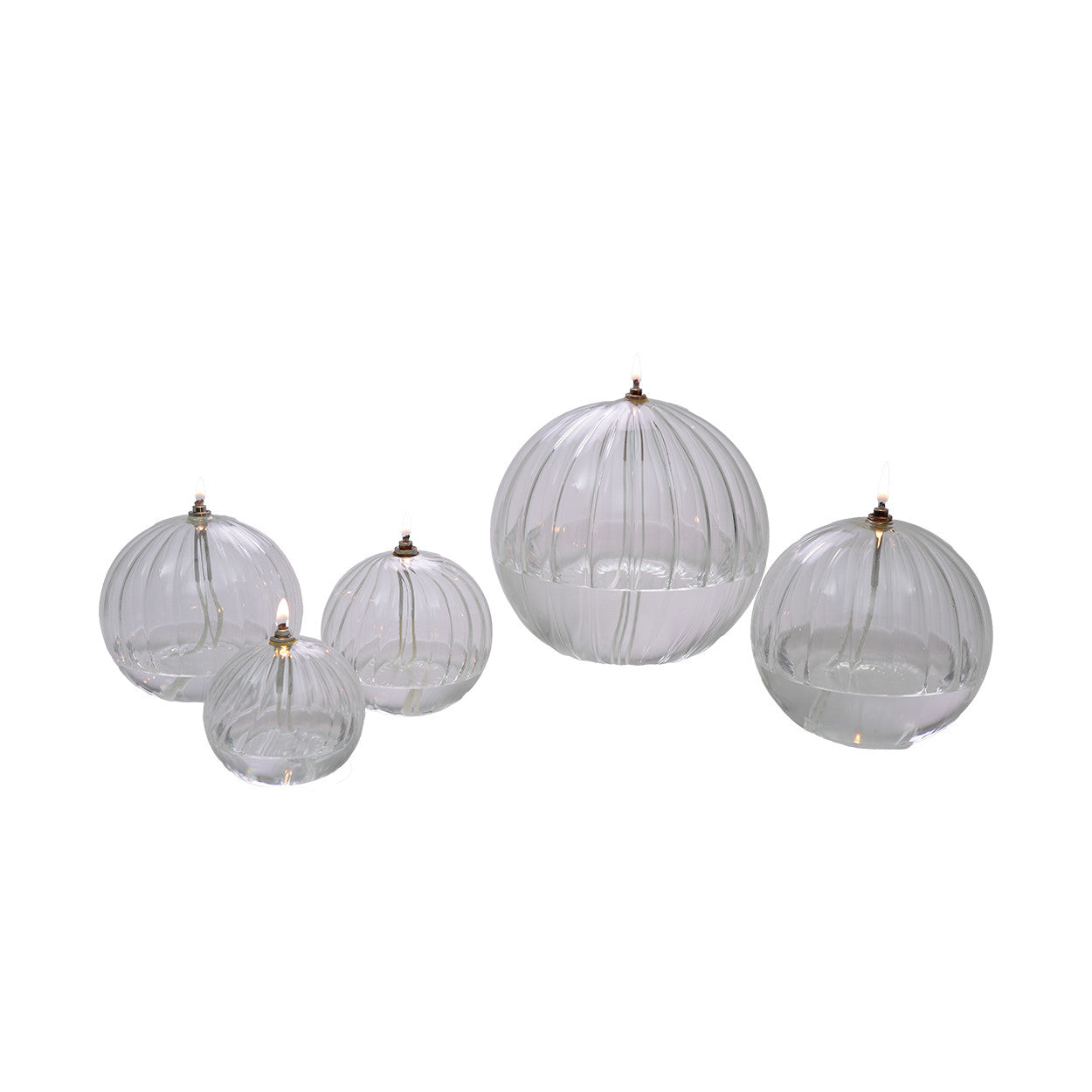 Lampe à huile sphère striée - S