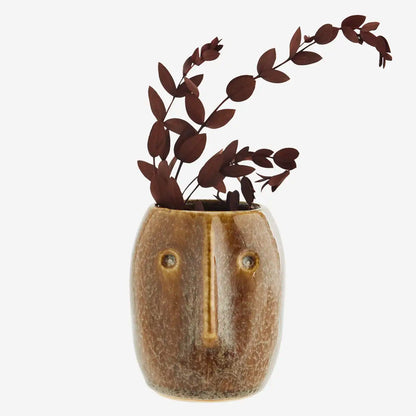 Petit vase visage - Brun